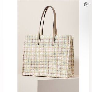 Anthropologie x Kassiopea Tweed Tote Bag - Cream and Pink